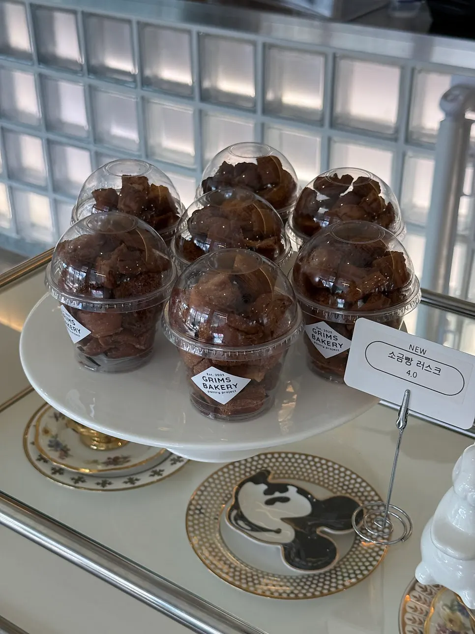 Dessert display counter at the café