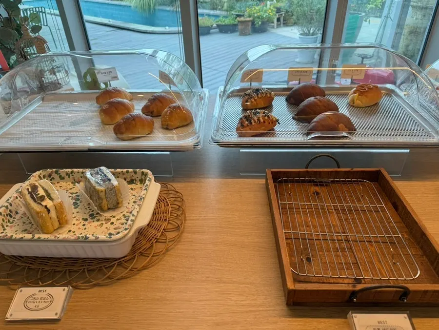 Bread and pastries on display