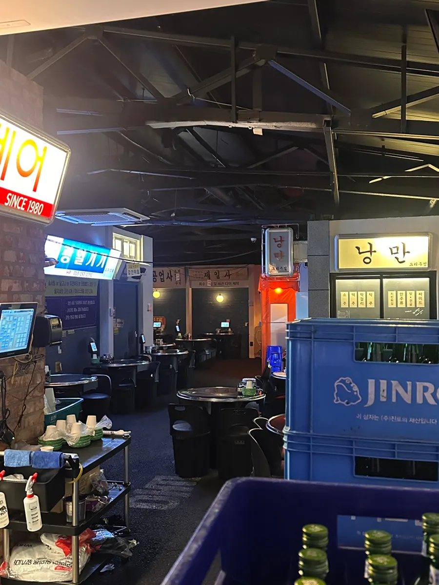 Spacious tables inside the Guro bar