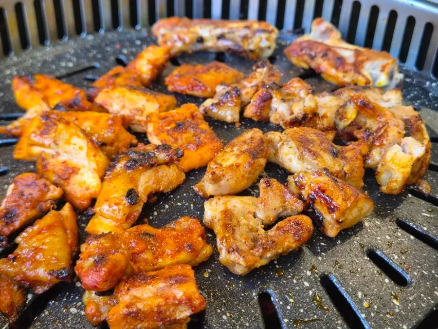 Sweet soy dakgalbi and spicy gochujang dakgalbi