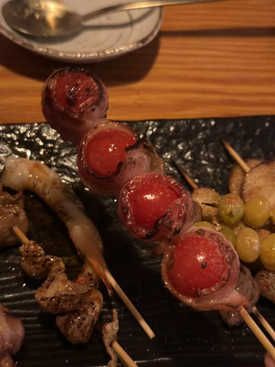 King oyster mushroom skewer and shrimp butter grill