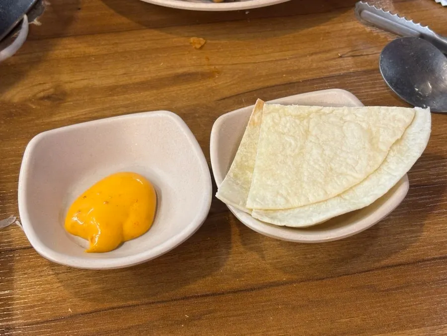 Free tortillas and sauce served as a bonus