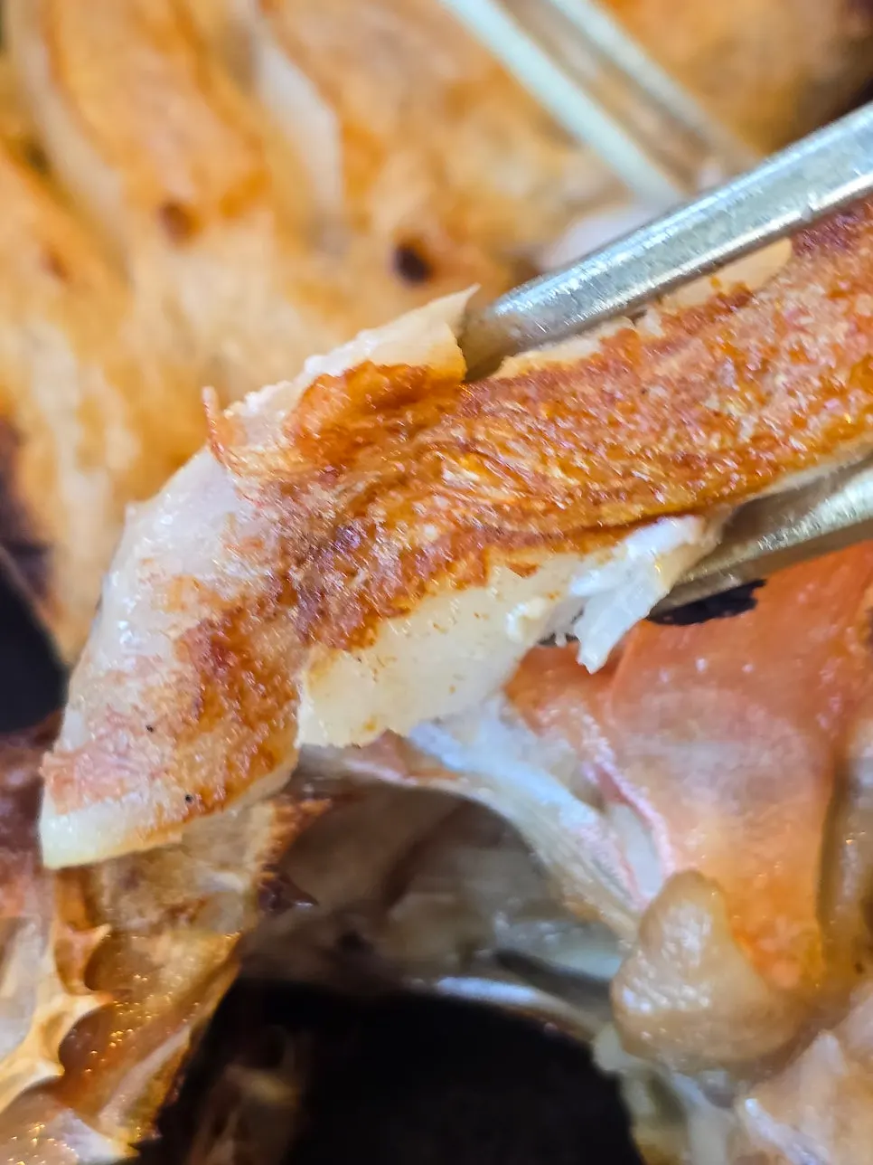 Close-up of crispy-skinned wood-fired grilled fish