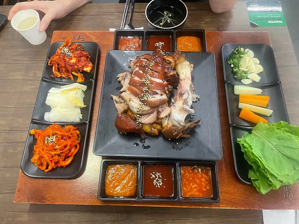 Close-up of glossy jokbal plate