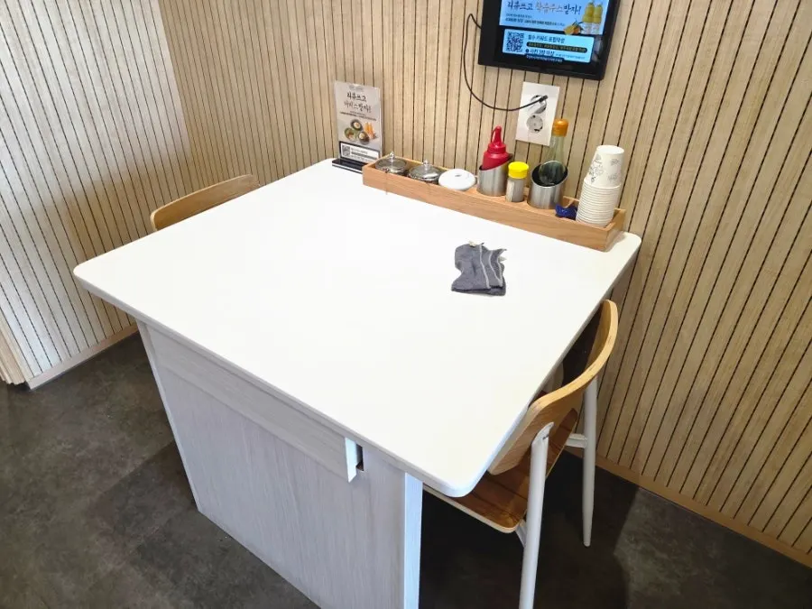 Various table seating arrangements in the Gujeon Gukbap dining hall