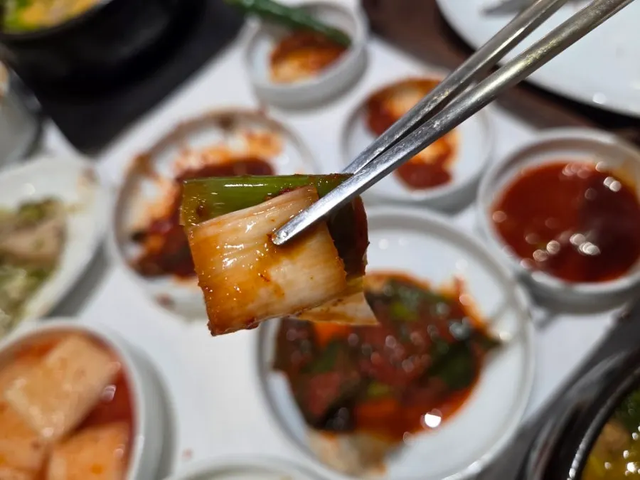 Addictively spicy halmaep green onion kimchi