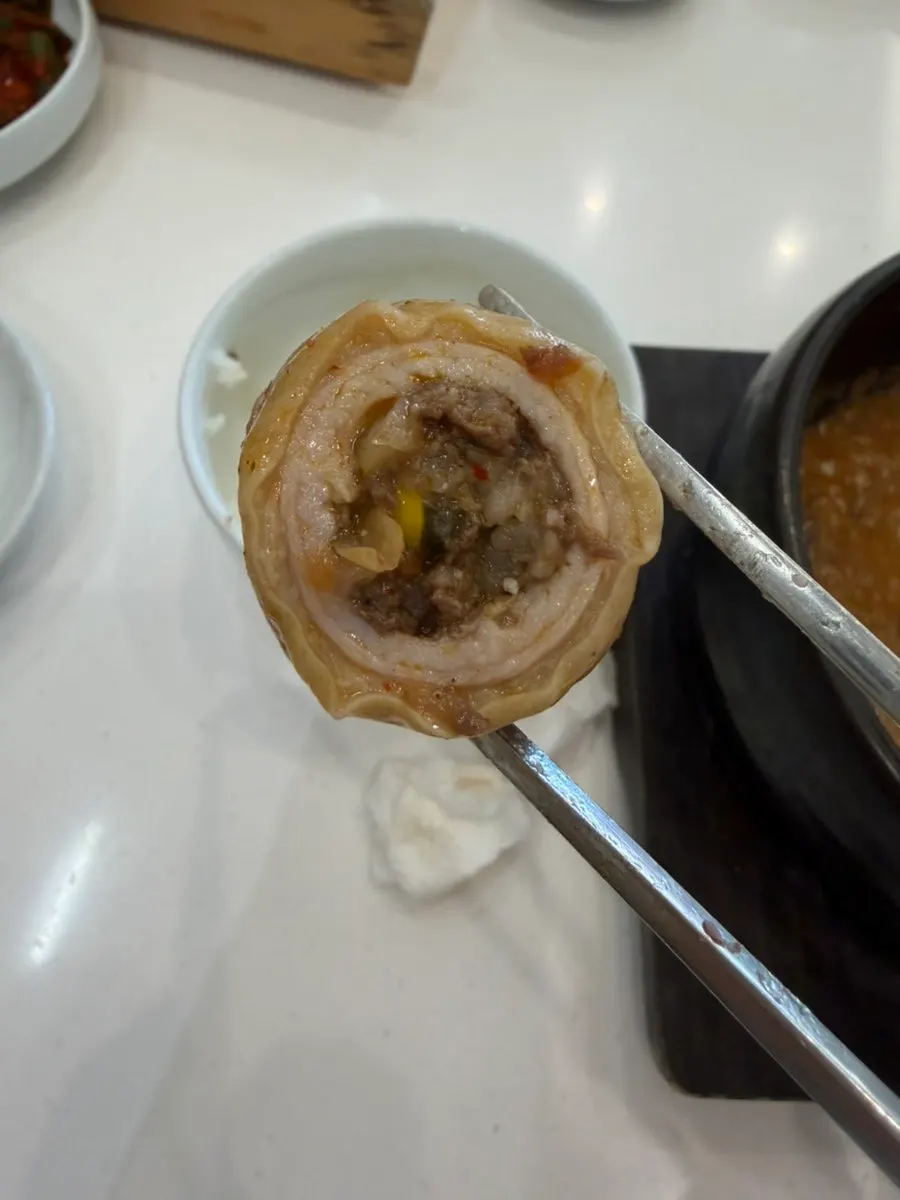 Ammbong sundae gukbap loaded with blood sausage