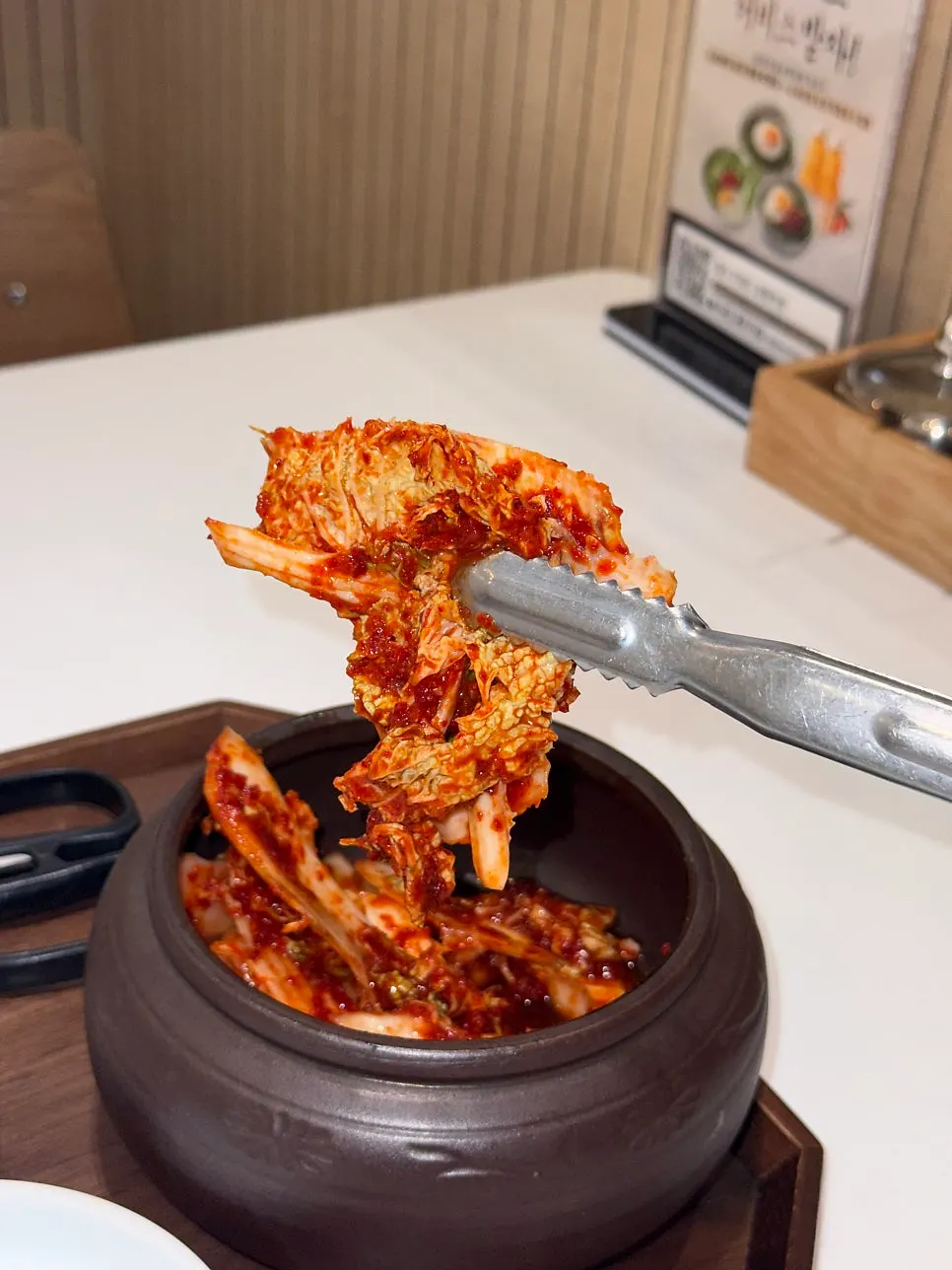Close-up of the spicy kimchi