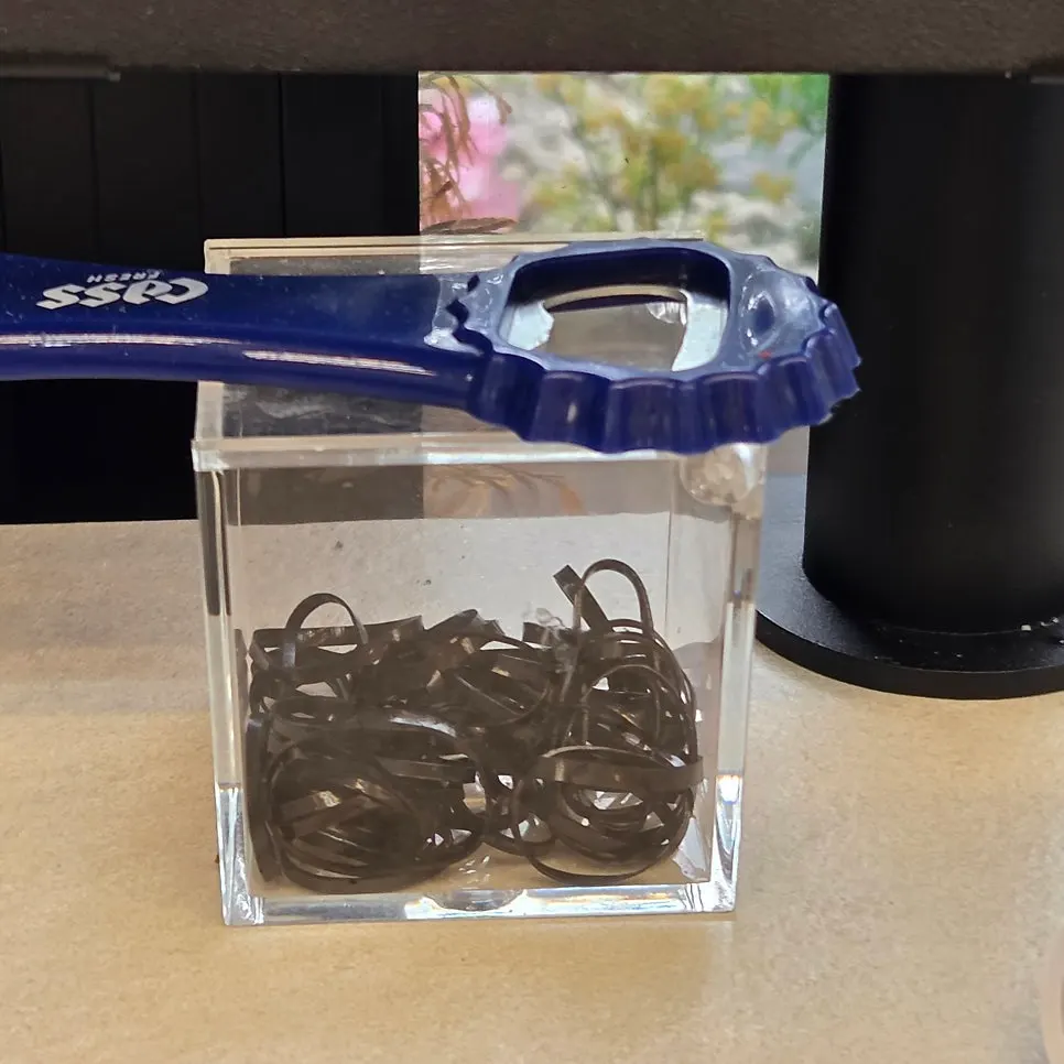 Hair ties and aprons provided at the restaurant