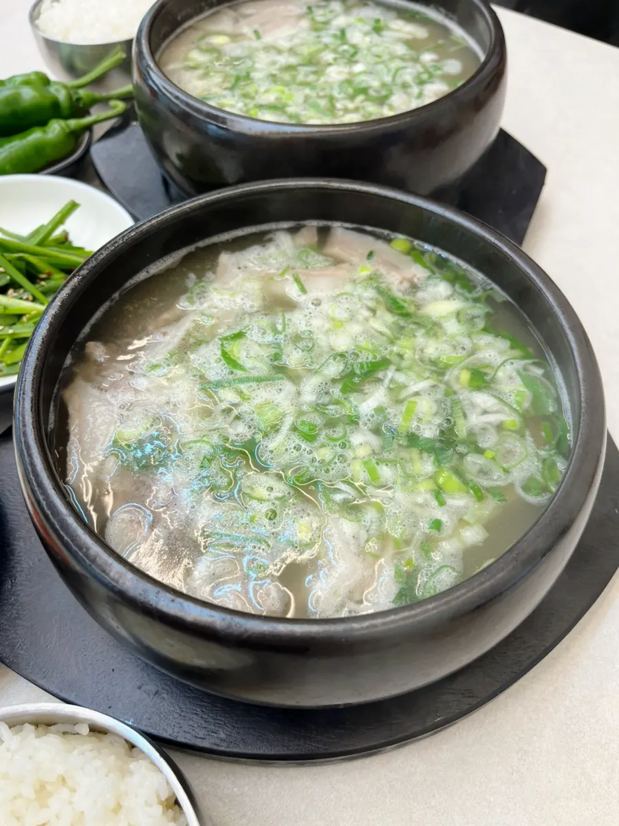 Stone bowl of special sundaeguk with generous broth