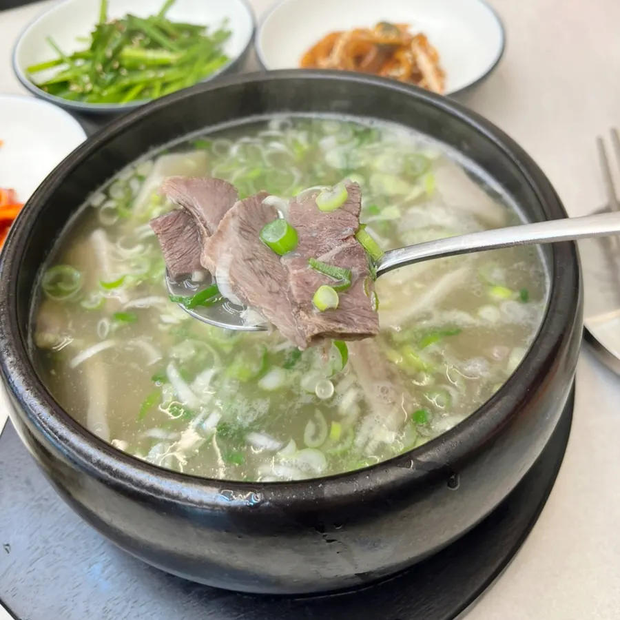 Tender lean meat lifted on a spoon