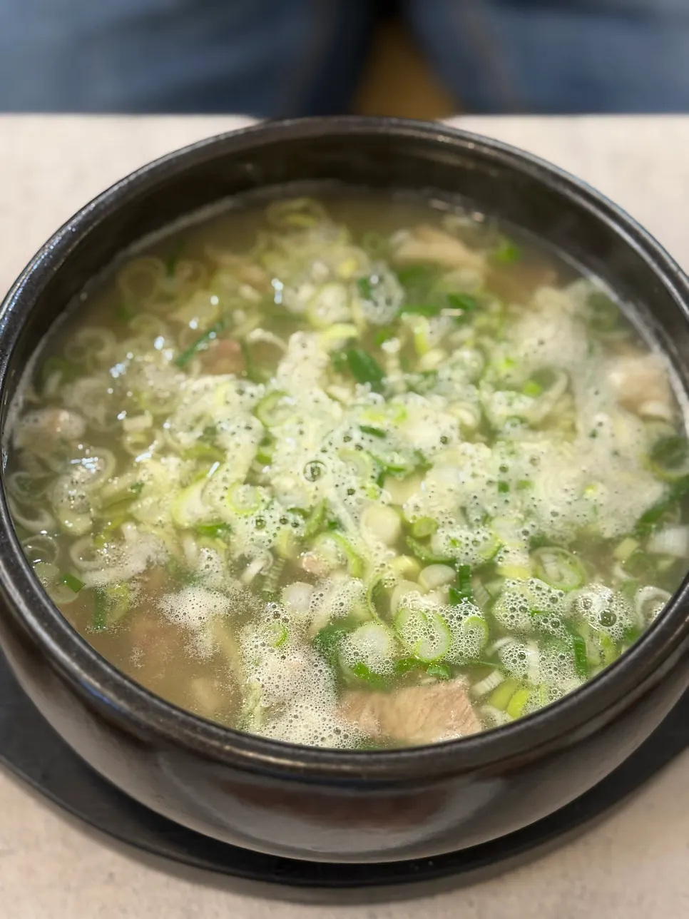 Sundaeguk broth with dadaegi stirred in