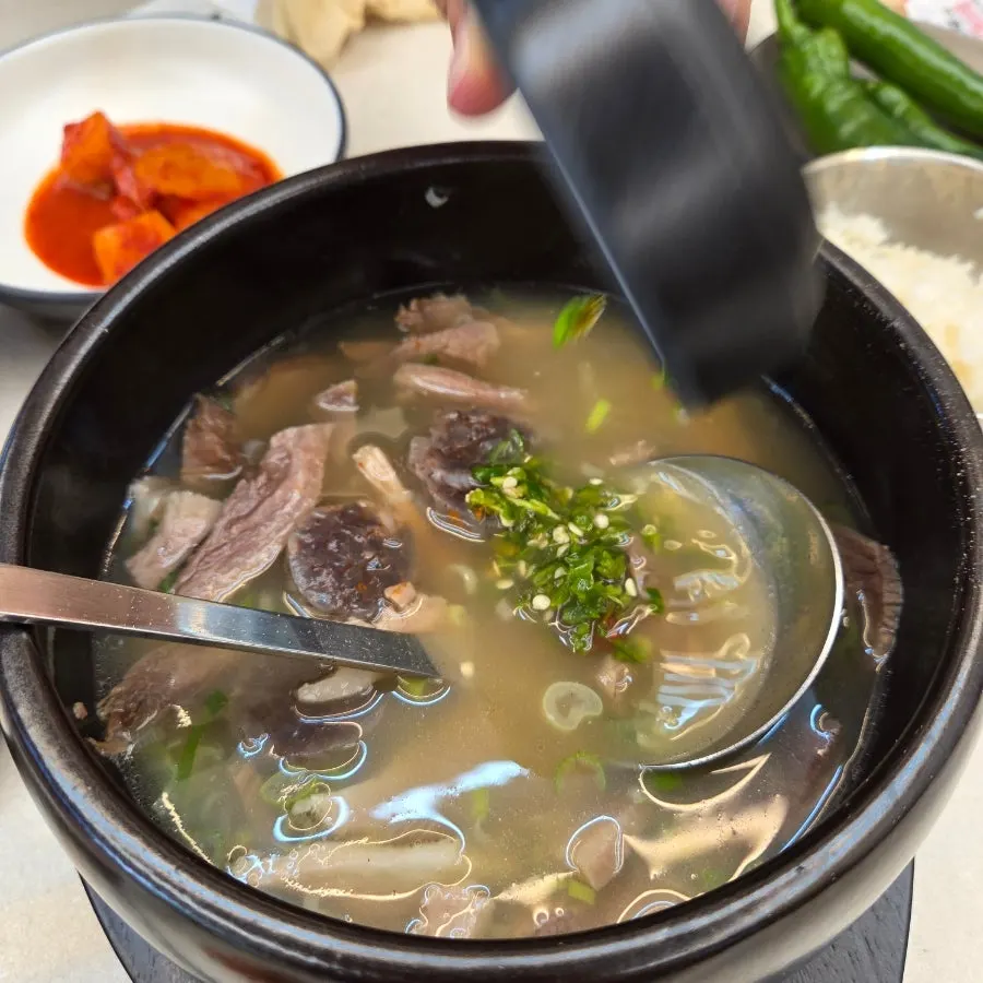 Eating sundaeguk with the clear broth plain
