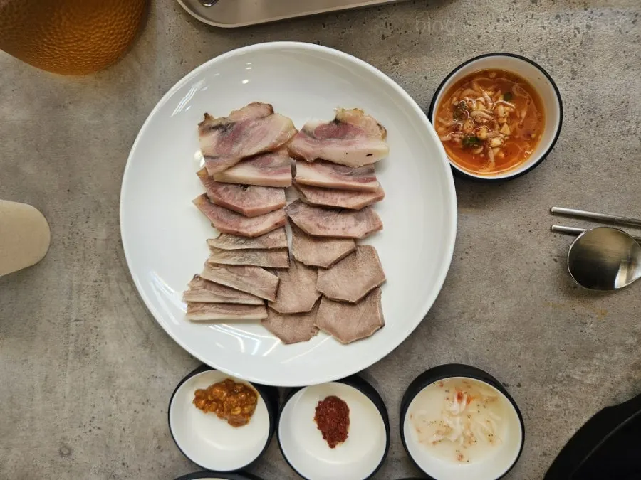 Table with jjal sundae and side dishes