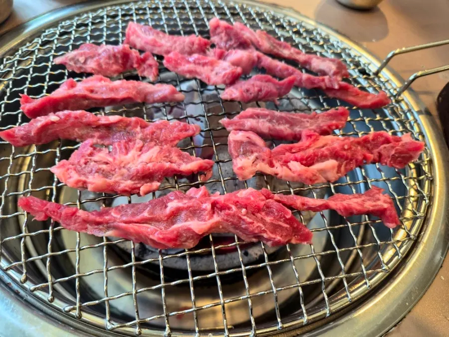 Plate of ordered fresh galbi meat