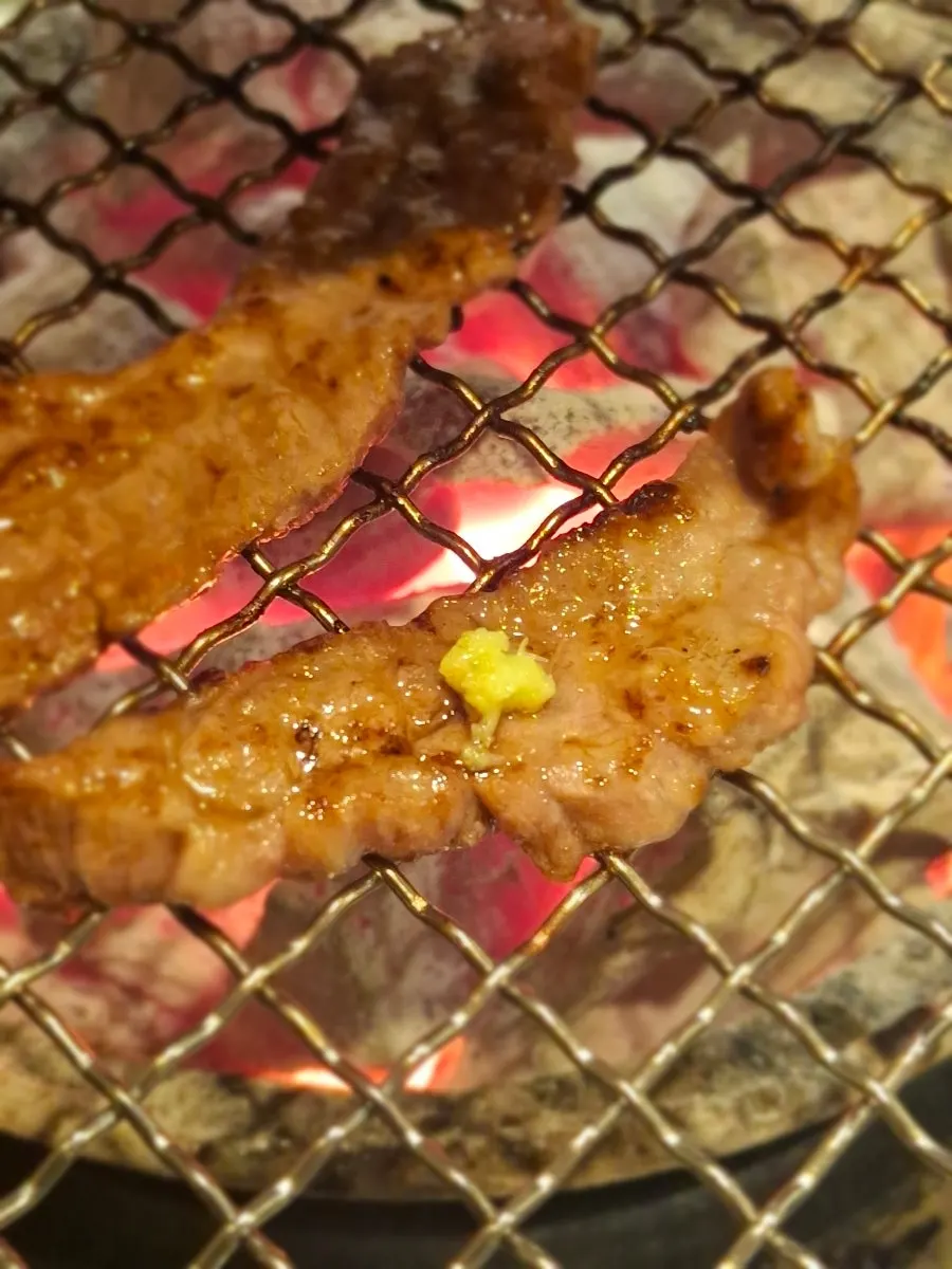 Beef short rib meat on the grill