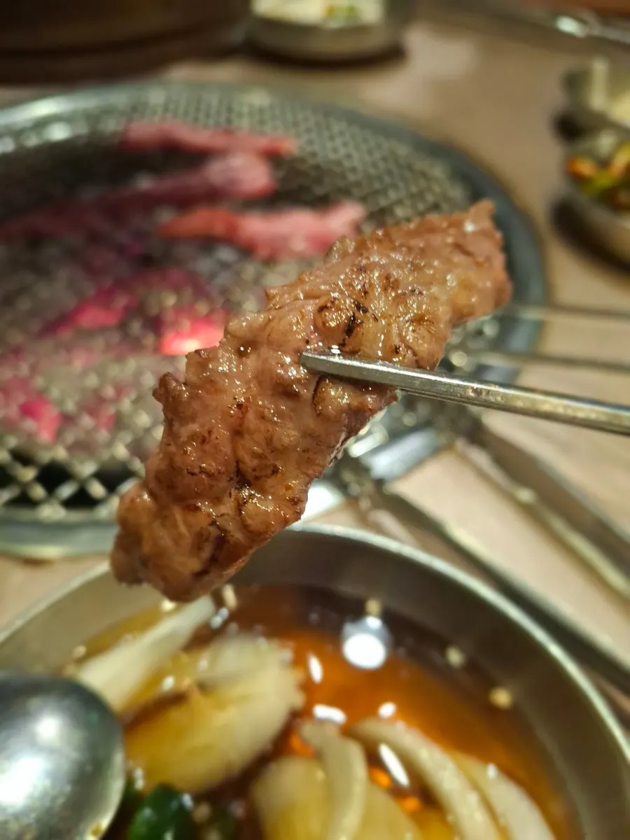 Beef short rib meat grilling to golden brown