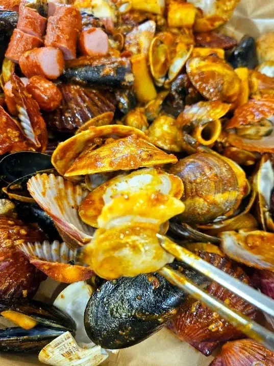Plump, peeled shrimp