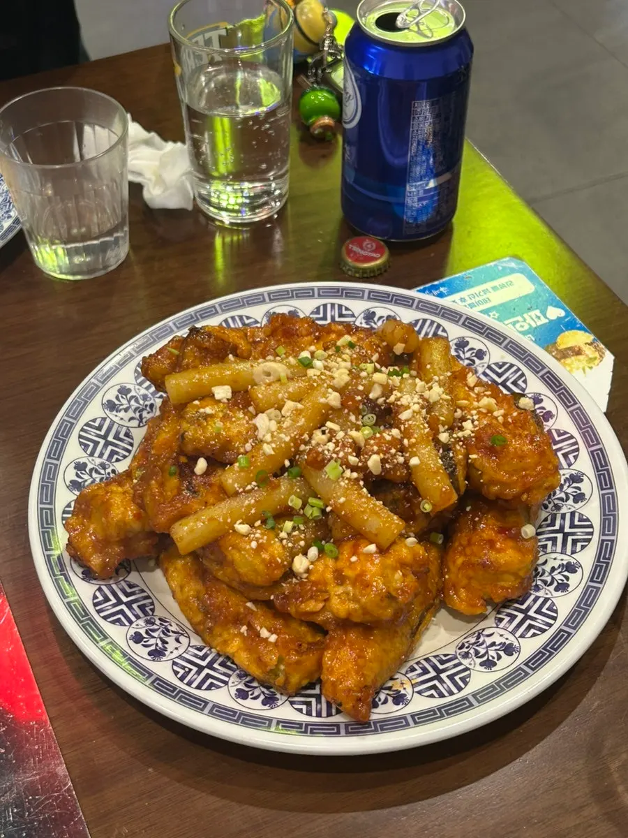 Spicy sauce-coated kkanpung eggplant fritters