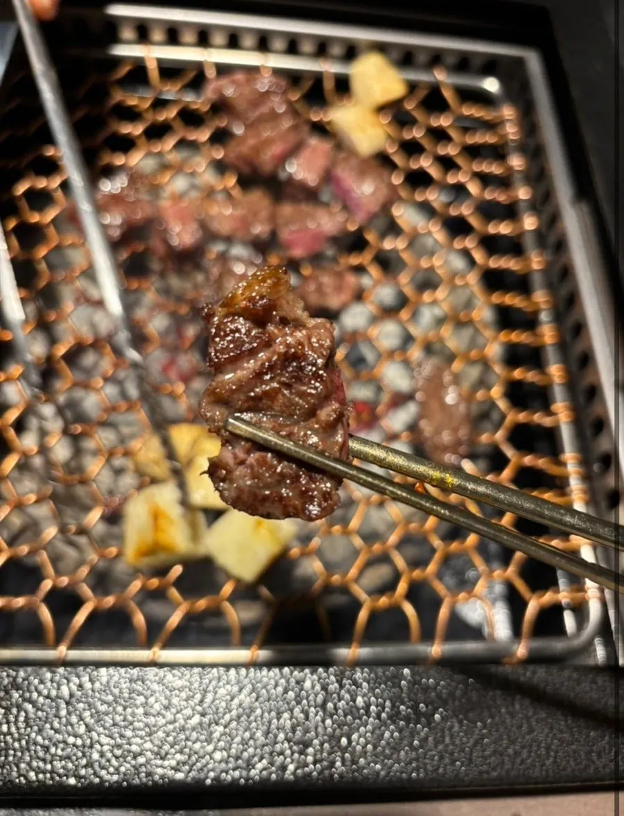 A lightly cooked piece of seolhwa sirloin