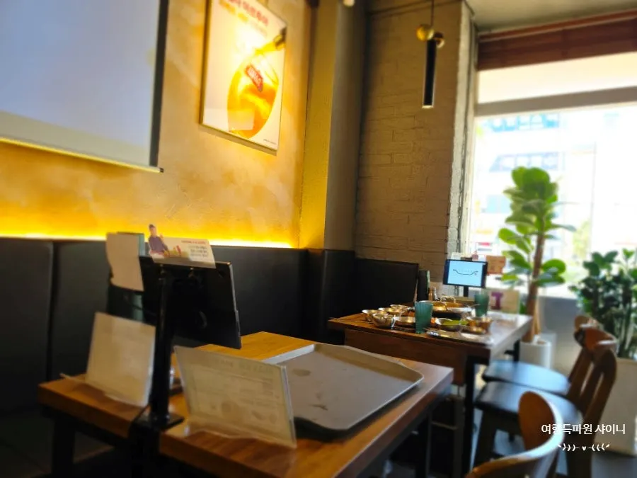 Tables arranged with wide spacing between them