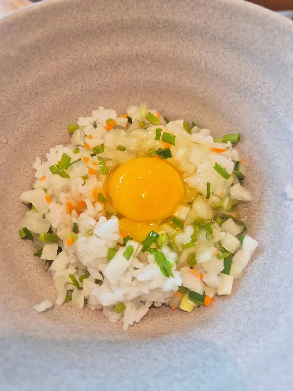 전골 마무리용 야채죽 준비 그릇