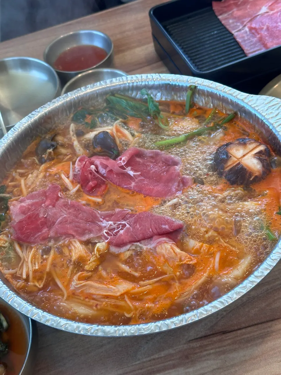 Beef cooked in the spicy broth