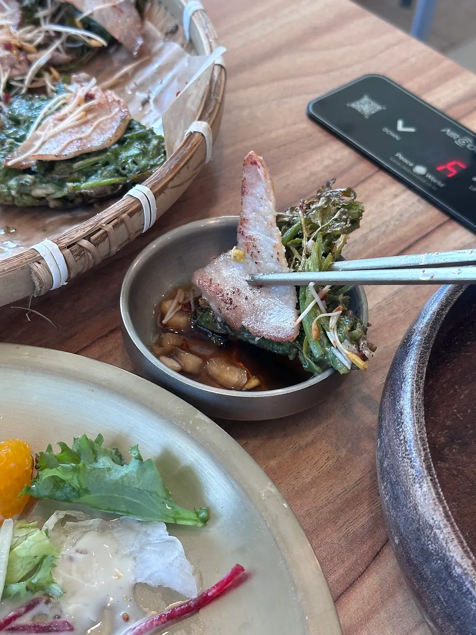 Guksuhwa's crispy pork minari pancake