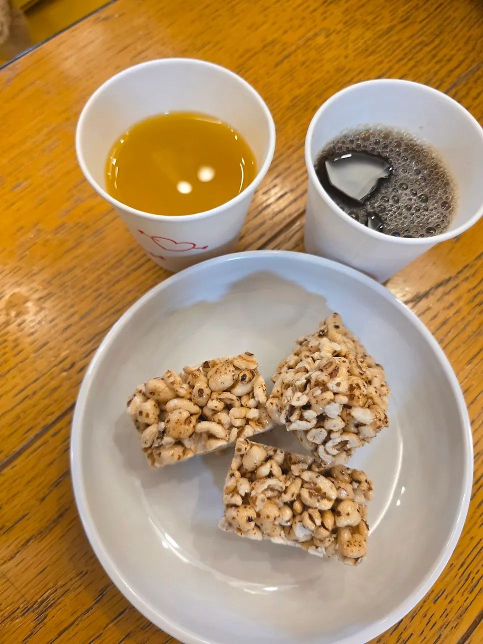 Dessert zone finish with drinks and barley puffs