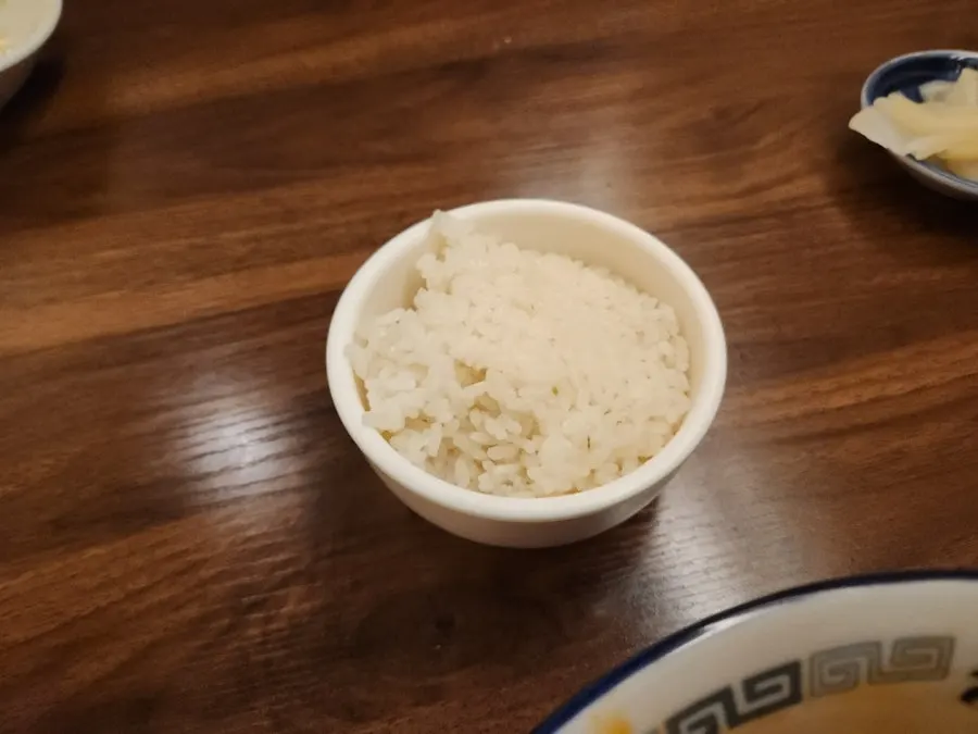 Rice mixed into the leftover mazesoba sauce