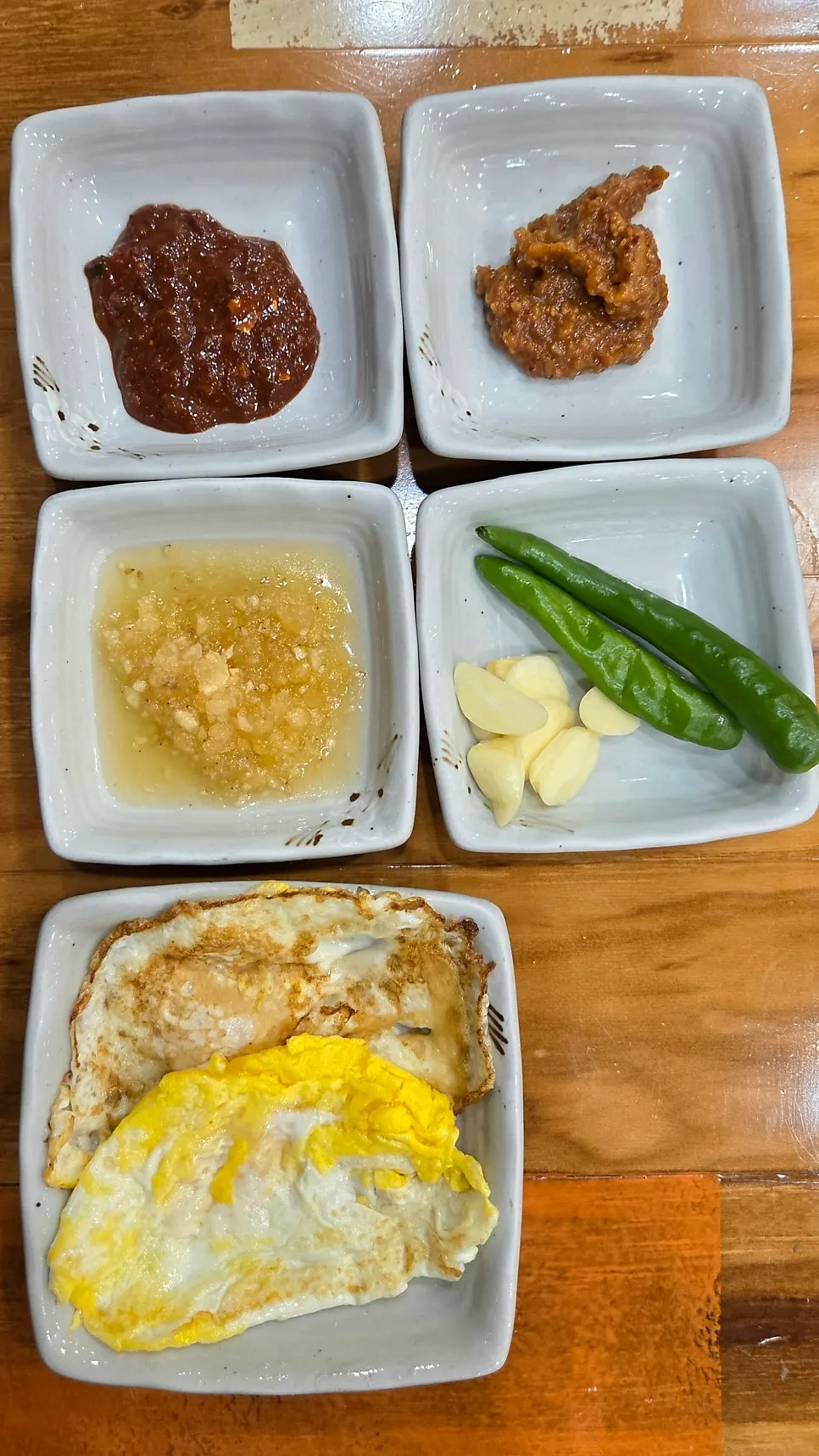 Basic side dishes including bean sprout muchim and japchae