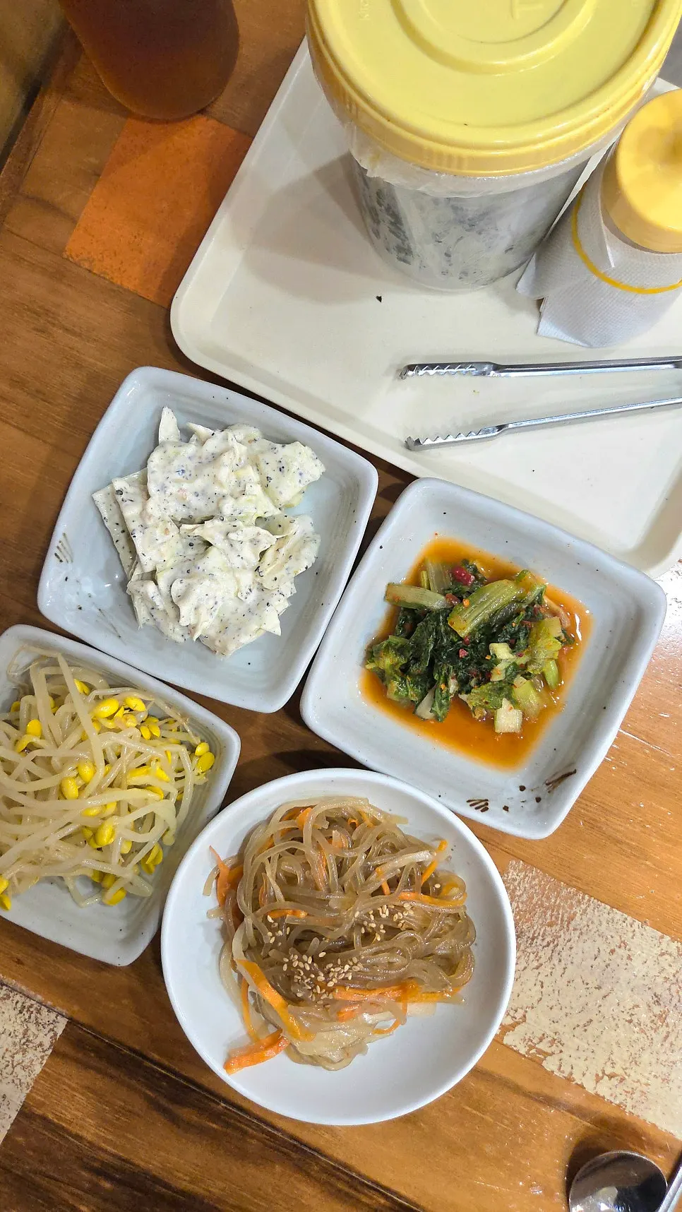 Namul side dishes and a cold soup