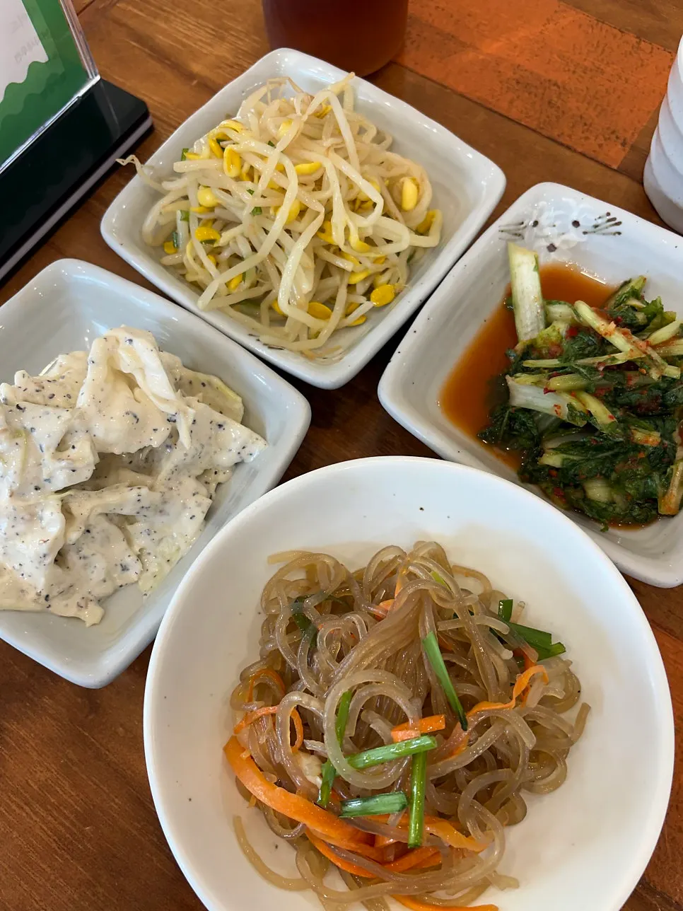 Side dishes laid out after ordering