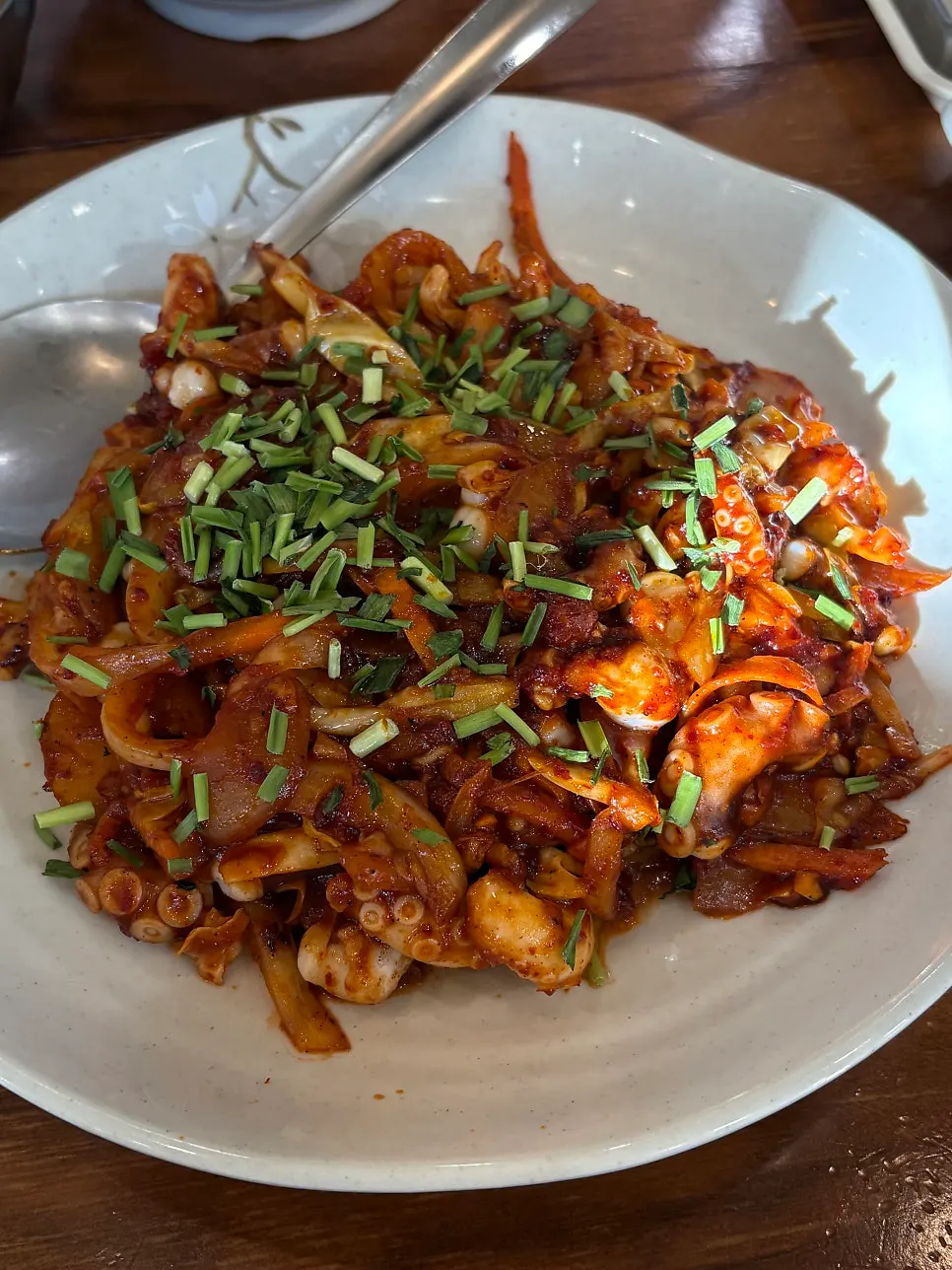 Grilled octopus stir-fry ordered mild spice
