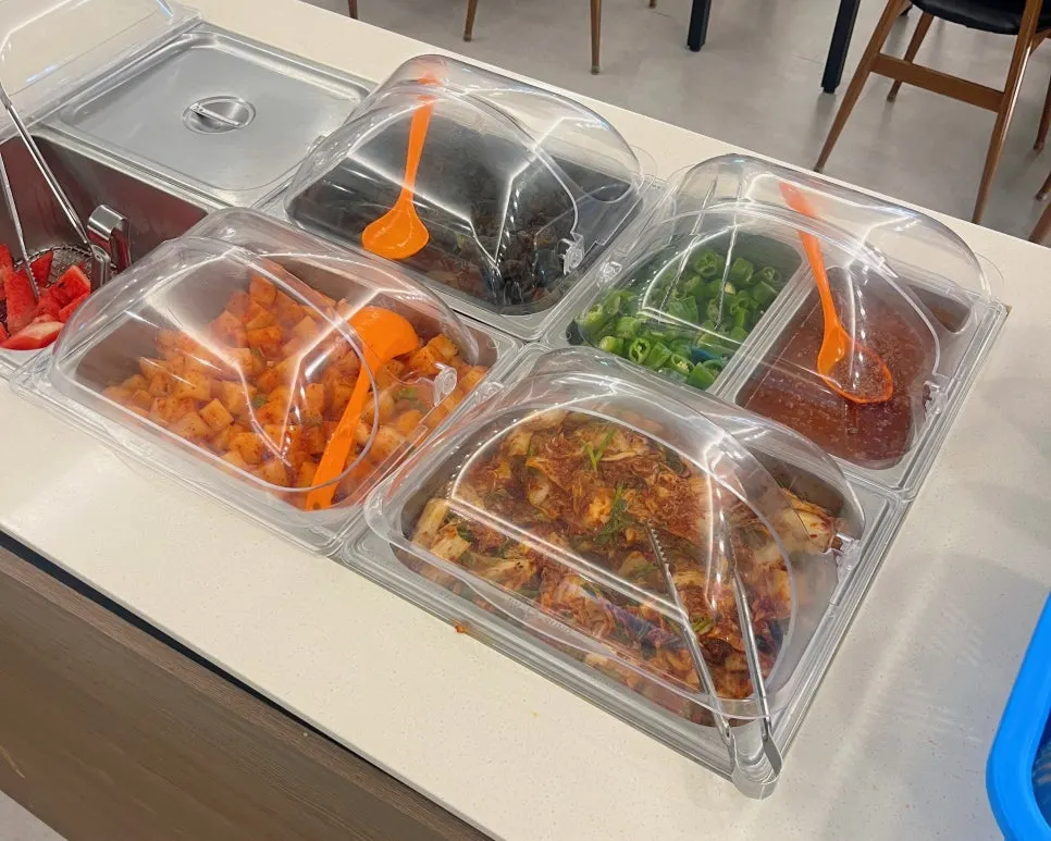 Self-serve bar with extra noodles and side dishes