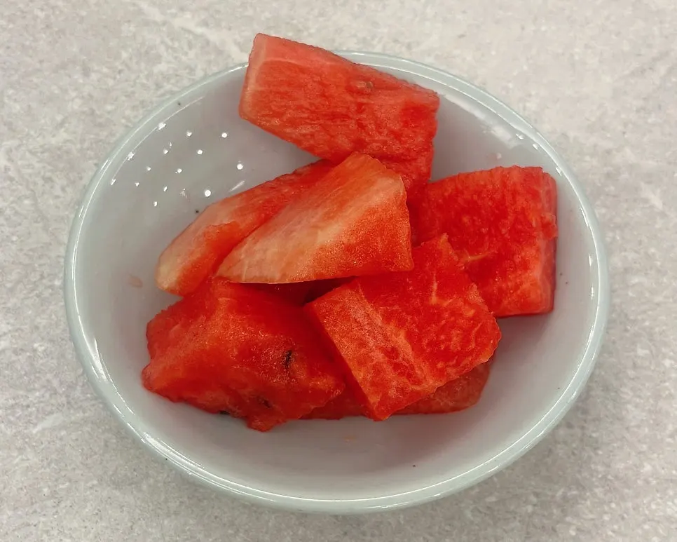 Watermelon set out at the self-serve bar