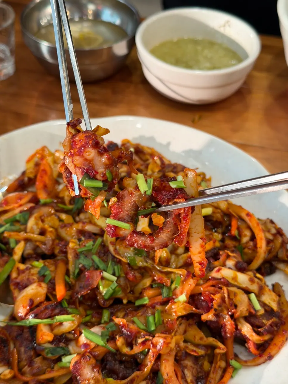 Stir-fried octopus over white rice