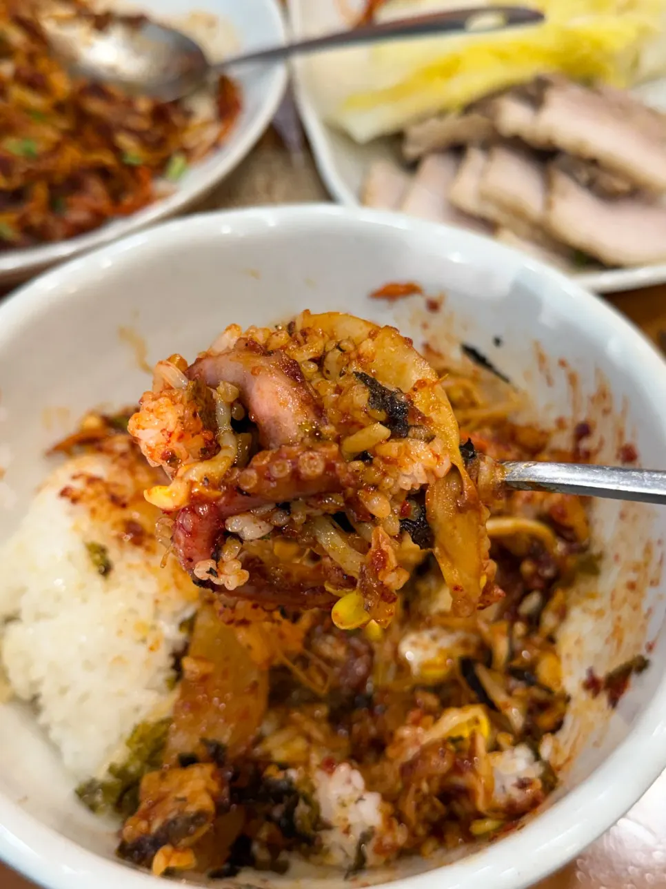 Ingredients ready for mixing stir-fried octopus