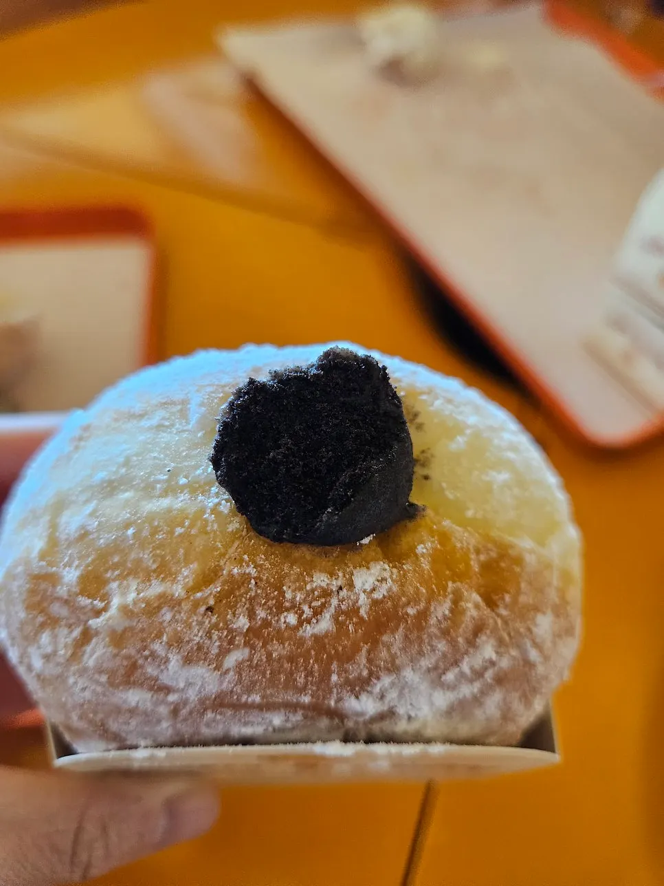 A piece of the Otters real milk cream doughnut