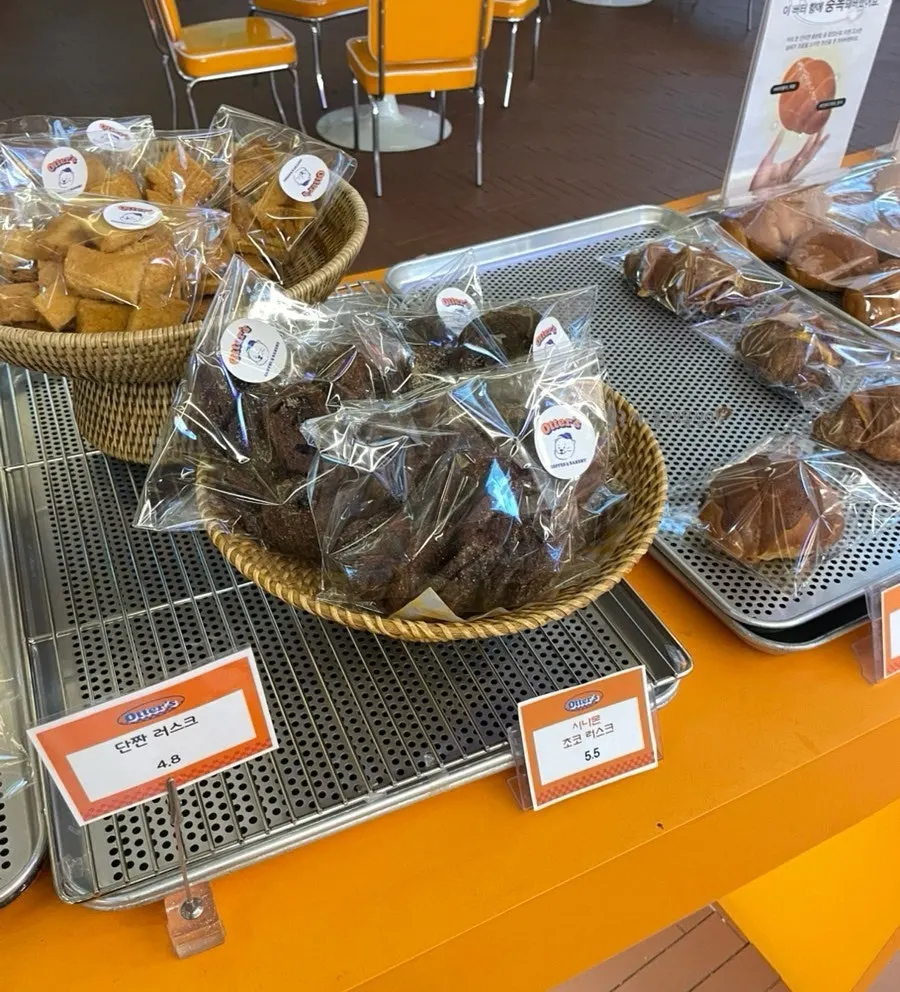 Cream donuts arranged by flavor