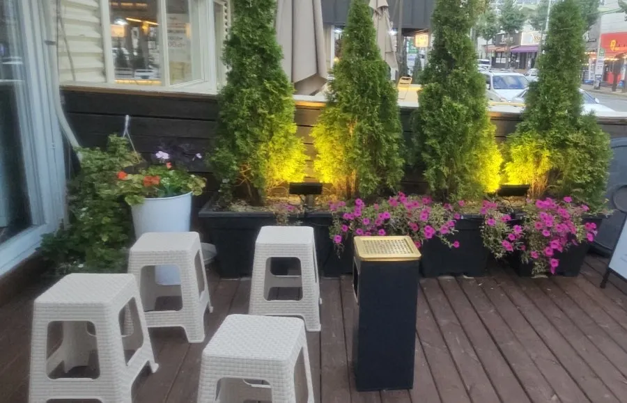 Outdoor smoking area at the restaurant