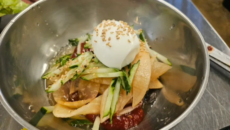 Bibim naengmyeon ordered for dessert