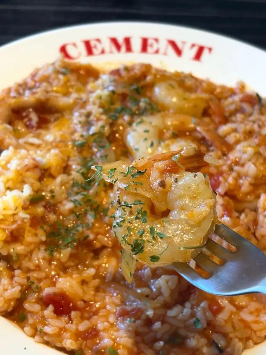 Cream pasta generously sprinkled with cheese