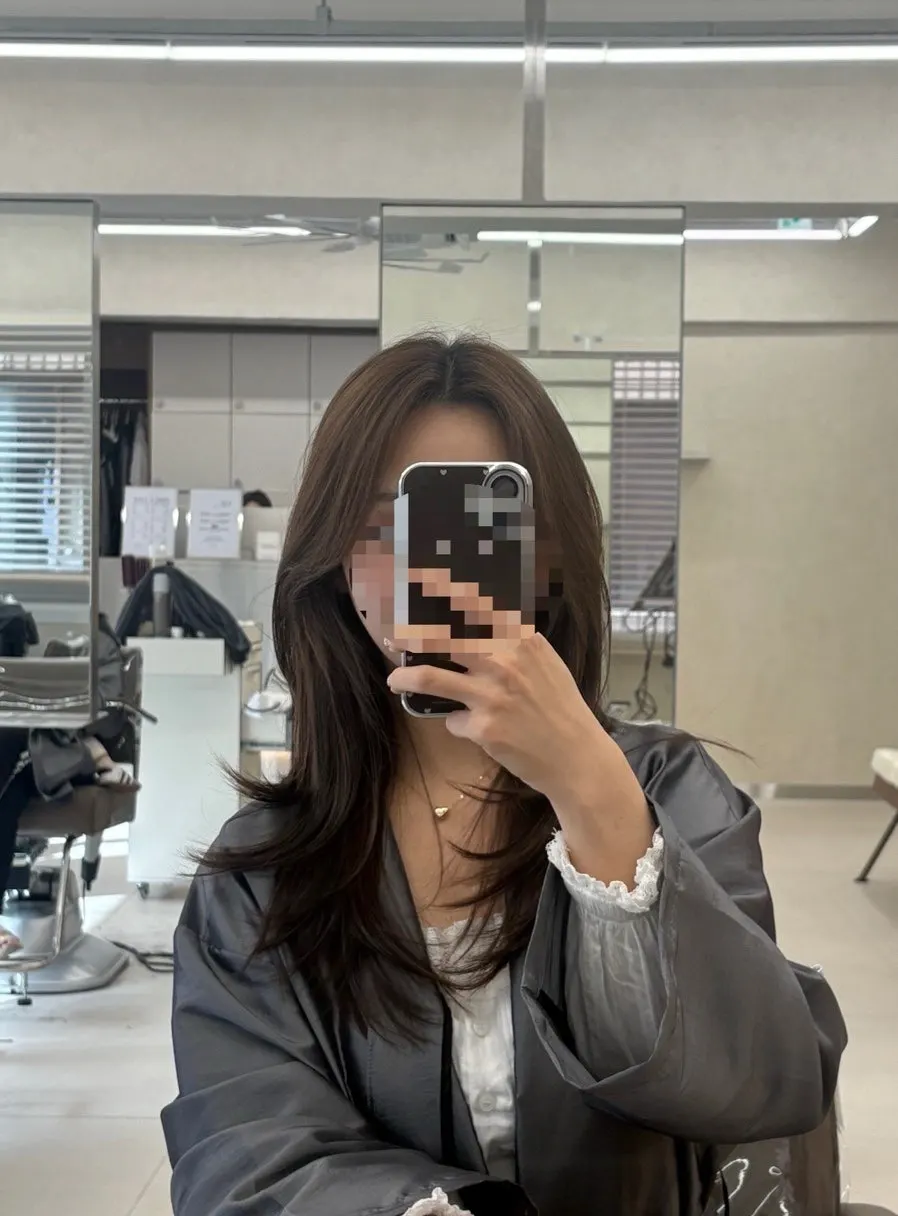 C컬 드라이까지 마친 레이어드컷 완성 모습