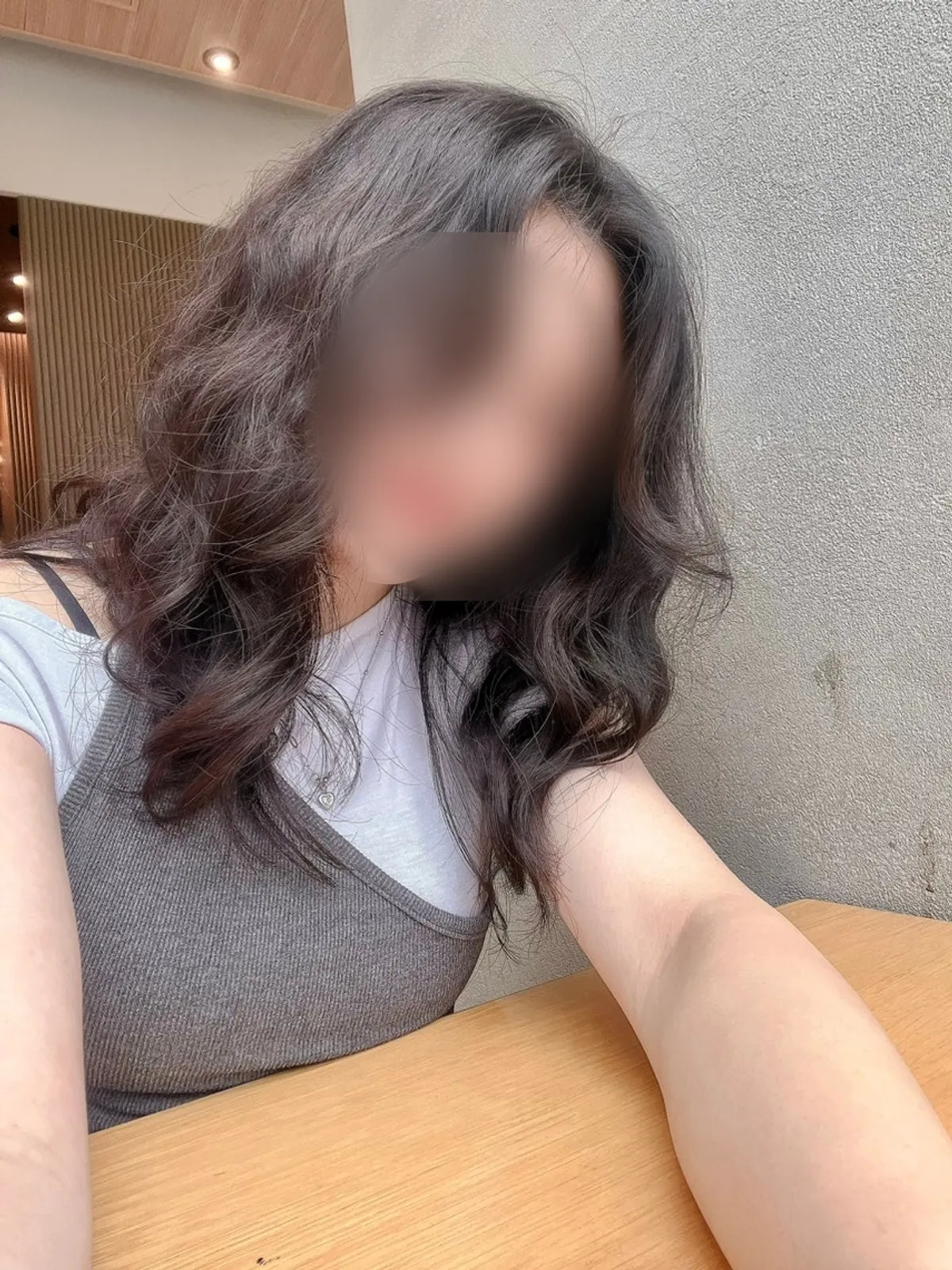 Selfie taken after the layered perm was finished
