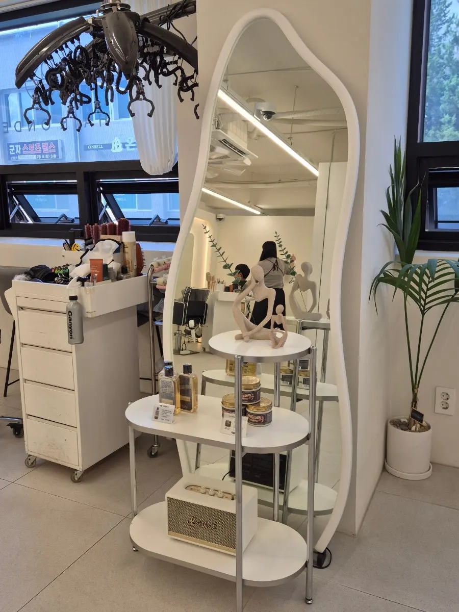 Café-like waiting area inside the salon