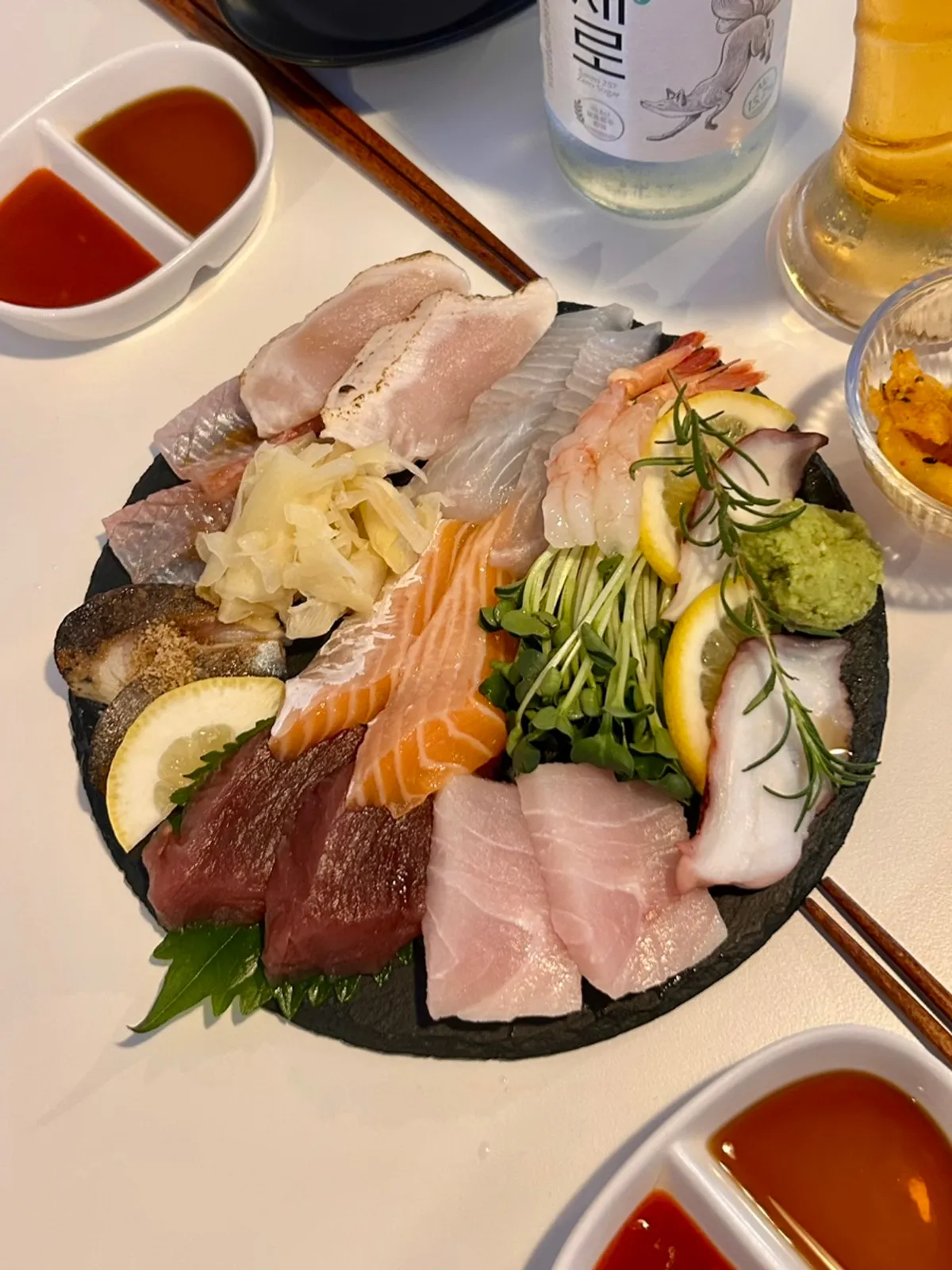 Assorted platter of nine kinds of aged sashimi