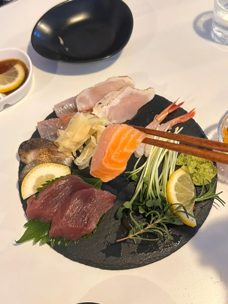 A piece of sweet shrimp sashimi