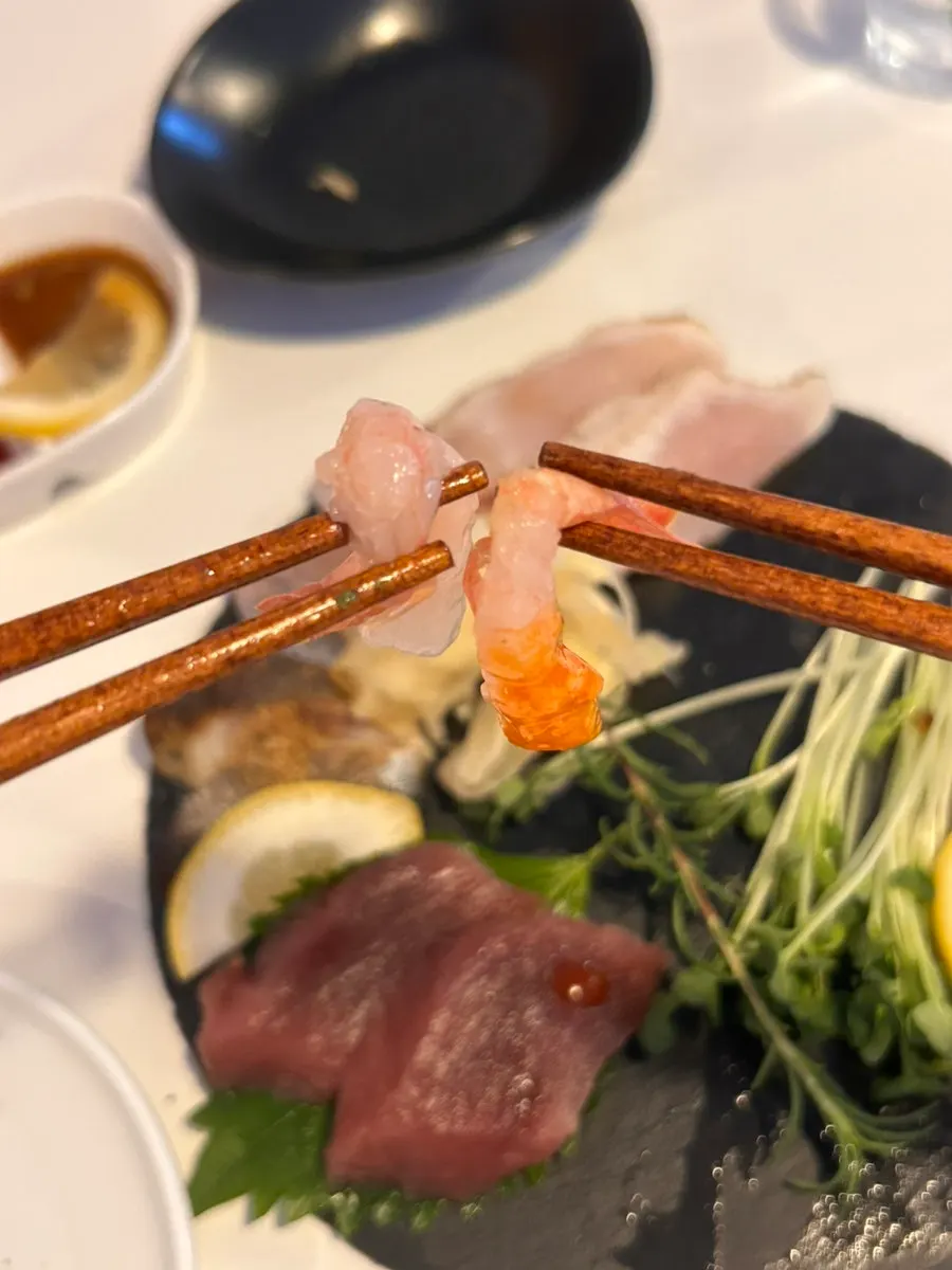 A piece of mackerel sashimi