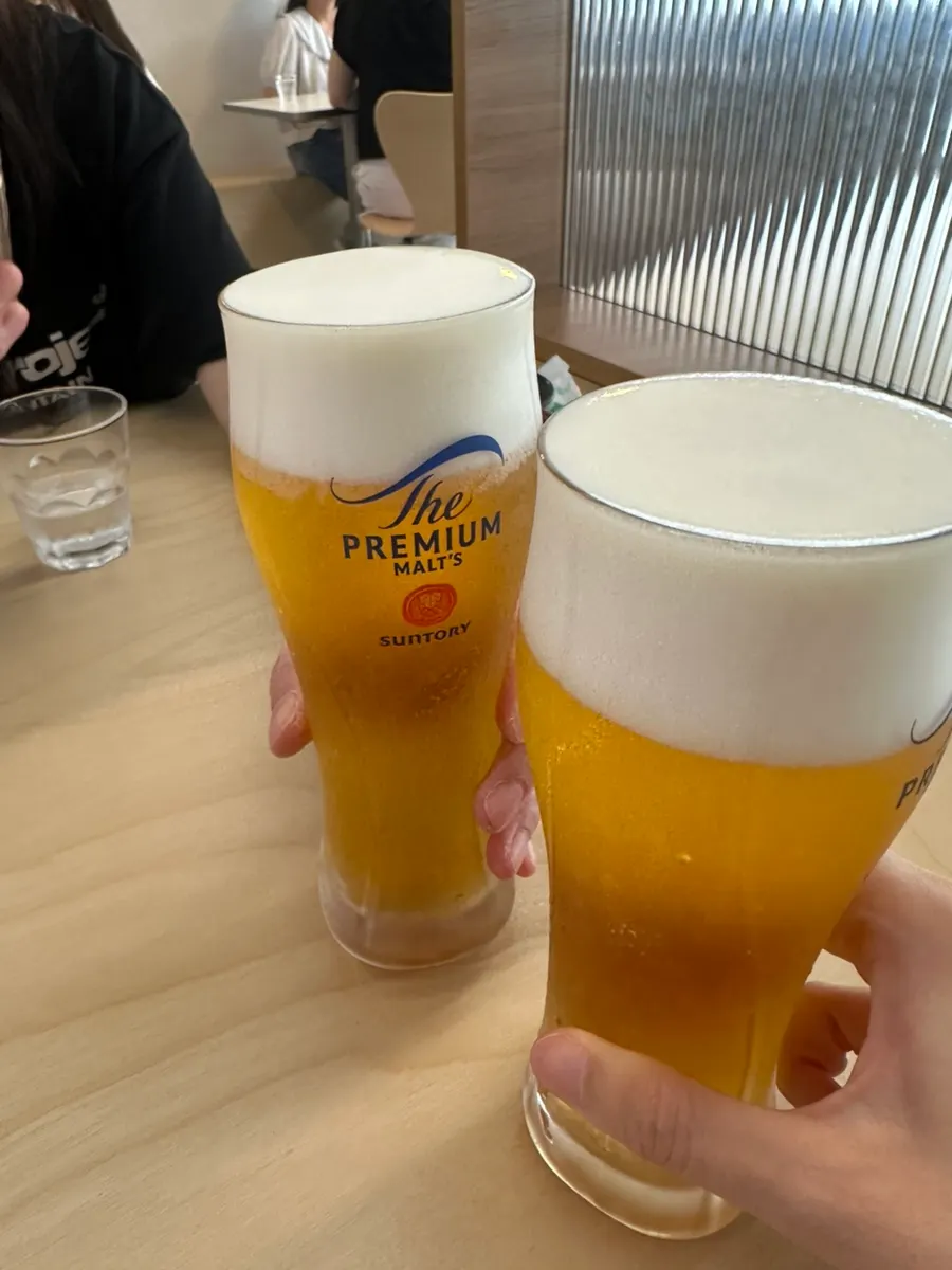 Suntory draft beer ordered with sashimi